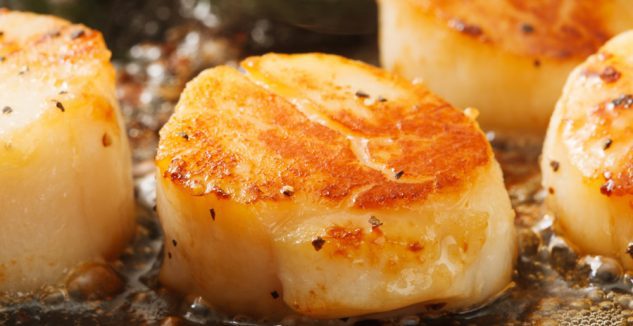 scallops herb flower salad